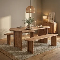 Banc arrondi bois massif | Acacia Ellipse Naturel