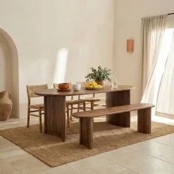 Banc arrondi miel en bois massif acacia - Ellipse