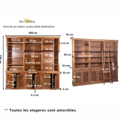 Bibliothèque échelle H235 en acacia massif | Pleiade IV