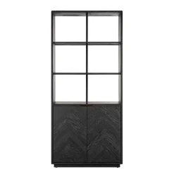 Bibliothèque noirbone laiton 2-deuren (noir rustic)