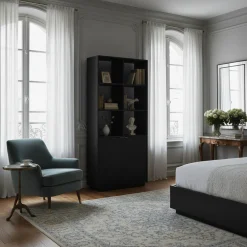 Bibliothèque noirbone laiton 2-deuren (noir rustic)