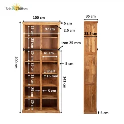 Bibliothèque ouverte échelle 200 cm | Acacia Emma II
