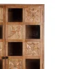 Bibliothèque sculptée 2 portes en bois massif manguier - Sculture