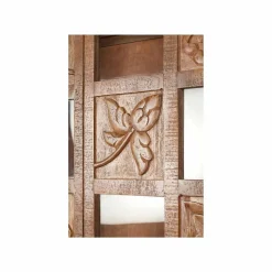 Bibliothèque sculptée 2 portes en bois massif manguier - Sculture