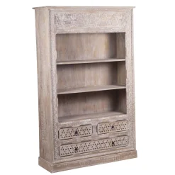 Bibliothèque sculptée Amer | Bois de manguier