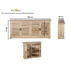 Buffet à 4 portes bois massif en manguier – Paran