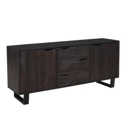 Buffet 2 portes 3 tiroirs en acacia massif et métal | Acacia Black Forest