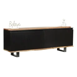 Buffet 4 portes en bois massif acacia - Black