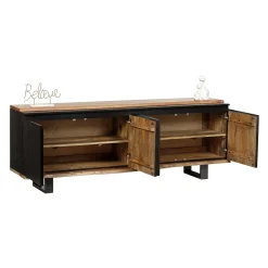 Buffet 4 portes en bois massif acacia - Black