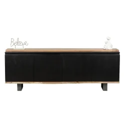 Buffet 4 portes en bois massif acacia - Black