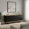 Buffet 3 portes en bois massif acacia - Black