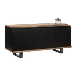 Buffet 3 portes en bois massif acacia - Black