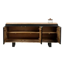 Buffet 3 portes en bois massif acacia - Black