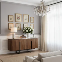 Buffet 4 portes plateau marbre | Manguier Kfir II