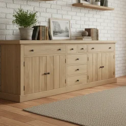 Buffet 7 tiroirs 4 portes bois massif en manguier – Scandinaves