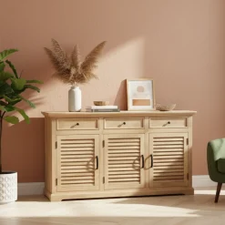 Buffet 3 tiroirs 3 portes bois massif en manguier – Paran