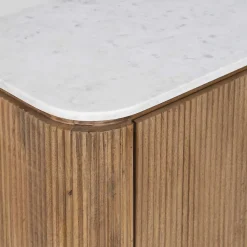 Buffet bas 2 portes plateau marbre blanc | Manguier Kfir II