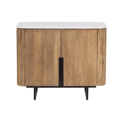 Buffet bas 2 portes plateau marbre blanc | Manguier Kfir II