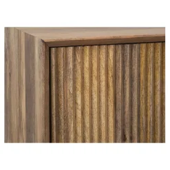 Buffet bas bois sculpté motif géométrique 3P | Manguier Maglan II