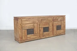 Buffet bois massif sculpté bicolore 3P 3T | Acacia Maya