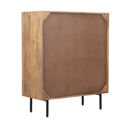 Buffet haut bois sculpté motif géométrique 4P | Manguier Maglan