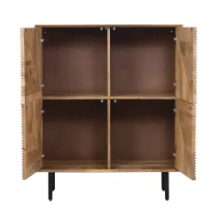 Buffet haut bois sculpté motif géométrique 4P | Manguier Maglan II