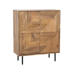 Buffet haut bois sculpté motif géométrique 4P | Manguier Maglan II