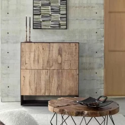 Buffet haut design 4P bois bicolore | Manguier Kabir