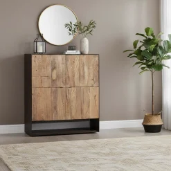 Buffet haut design 4P bois bicolore | Manguier Kabir
