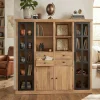 Buffet haut 2P vitree 2 portes 4 tiroirs bois massif en manguier – Scandinaves