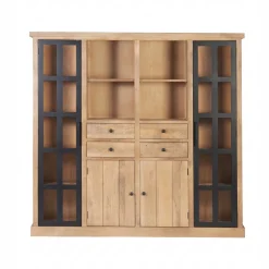 Buffet haut 2P vitree 2 portes 4 tiroirs bois massif en manguier – Scandinaves