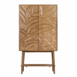 Buffet haut sculpté 2 portes en bois massif manguier - Floria