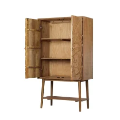 Buffet haut sculpté 2 portes en bois massif manguier - Floria