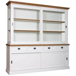 Buffet Vaisselier deux corps 2x2 portes 4 tiroirs "Chêne et Pin Charme"