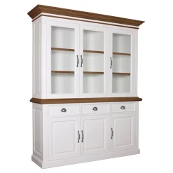 Buffet vitré deux corps 2x3 portes 3 tiroirs "Chêne et Pin Romance"