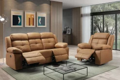 Canapé cuir 3 places, 2 relax électriques | Sydney Beige
