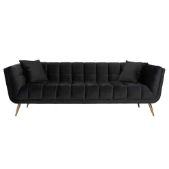 Canapé Huxley anthracite velours / brossé or (Quartz anthracite 801)