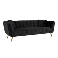 Canapé Huxley anthracite velours / brossé or (Quartz anthracite 801)