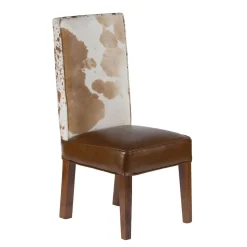 Chaise à haut dossier en peau de vache | Acacia Savage
