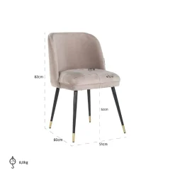 Chaise Alicia khaki velours fire retardant (FR-Quartz 903 Khaki)