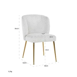 Chaise Cannon blanc Bouclé / brossé or (Copenhagen 900 Bouclé blanc)