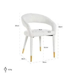 Chaise Gia blanc bouclé Fire retardant (FR-Copenhagen 900 Bouclé blanc)