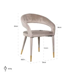 Chaise Gia Khaki velours Fire retardant (FR-Quartz 903 Khaki)