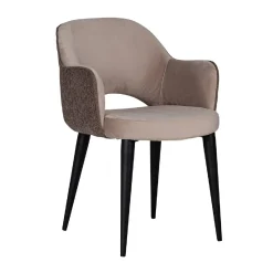 Chaise Giovanna avec accoudoir Quartz Khaki / Alaska Stone