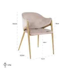 Chaise Gwen khaki velours fire retardant (FR-Quartz 903 Khaki)