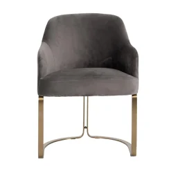 Chaise Hadley Stone velvet / Brushed gold