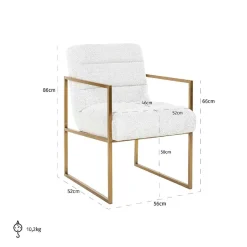 Chaise Lizzy blanc Bouclé / or (Copenhagen 900 Bouclé blanc)