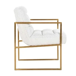 Chaise Lizzy blanc Bouclé / or (Copenhagen 900 Bouclé blanc)