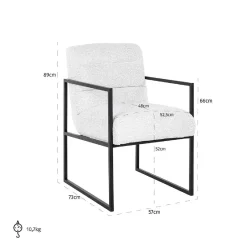 Chaise Lizzy blanc Bouclé / noir (Copenhagen 900 Bouclé blanc)