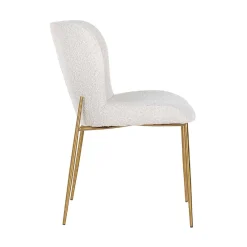 Chaise Odessa blanc Bouclé / brossé or (Copenhagen 900 Bouclé blanc)